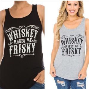 Whiskey make me frisky medium black tank